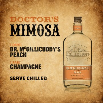 1 part Dr. McGillicuddy&rsquo;s Peach, 1 part champagne, Serve chilled.